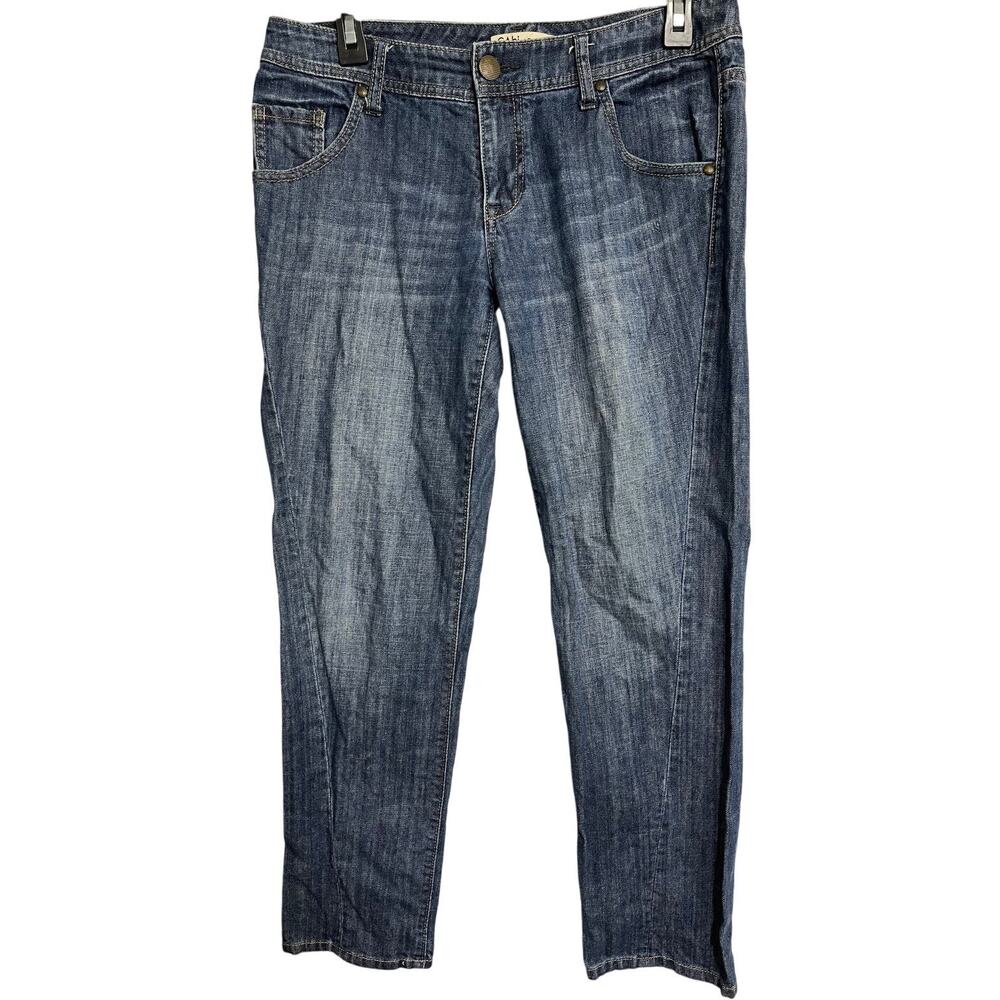CAbi Jeans Women Size 4 Dark Wash Blue Denim Mid Rise 100% Cotton Straight Leg